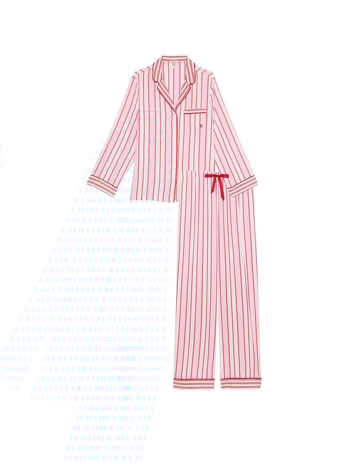 vs Victoria's Secret Flannel Long Pajama Set Candy Cane Stripes 3 of 4 