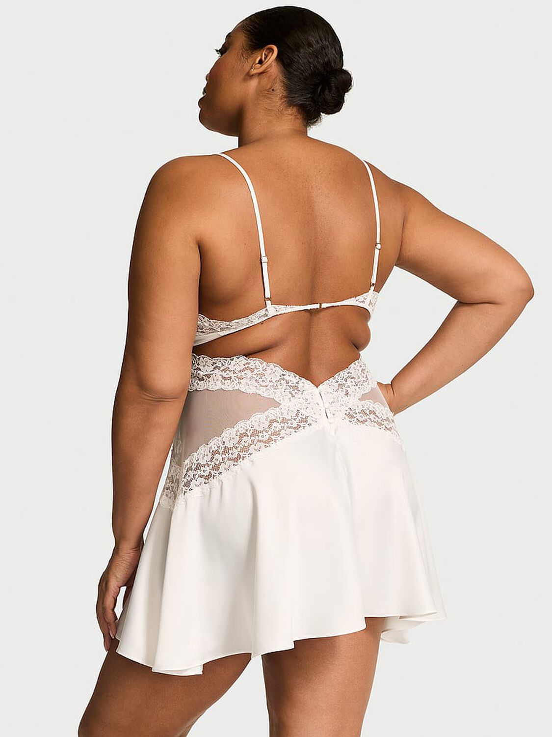 vs Dream Angels Dare to Dream Lace & Satin Flounce Slip Coconut White 2 of 2 