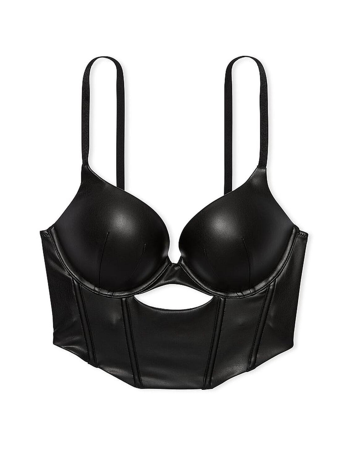 vs Very Sexy Bombshell Add-2-Cups Faux Leather Corset Top Black 3 of 4 