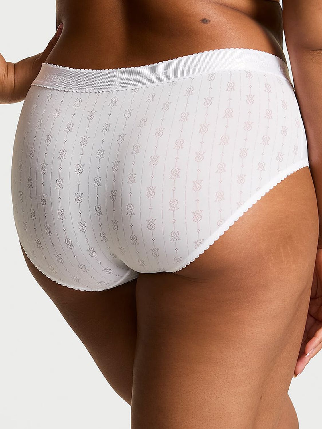 vs Cotton Logo Pointelle Hiphugger Panty Vs White 2 of 3 