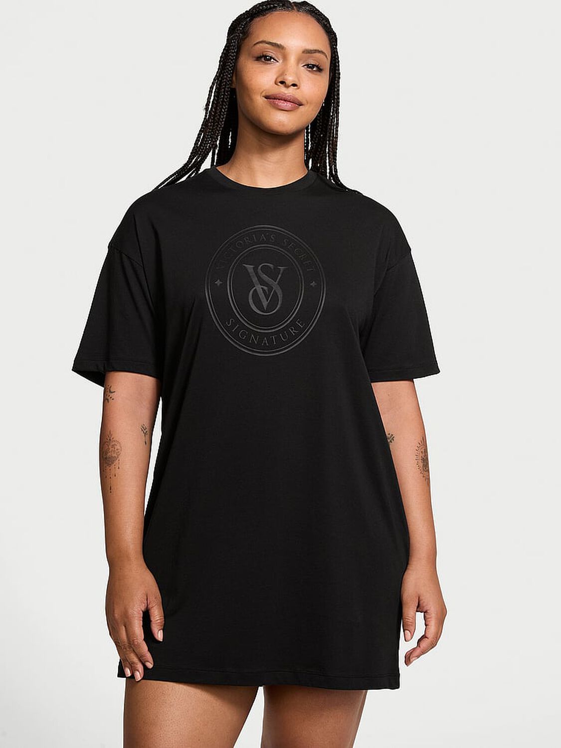 vs Victoria's Secret 100% Cotton Oversized Sleep Tee Black 1 of 3 
