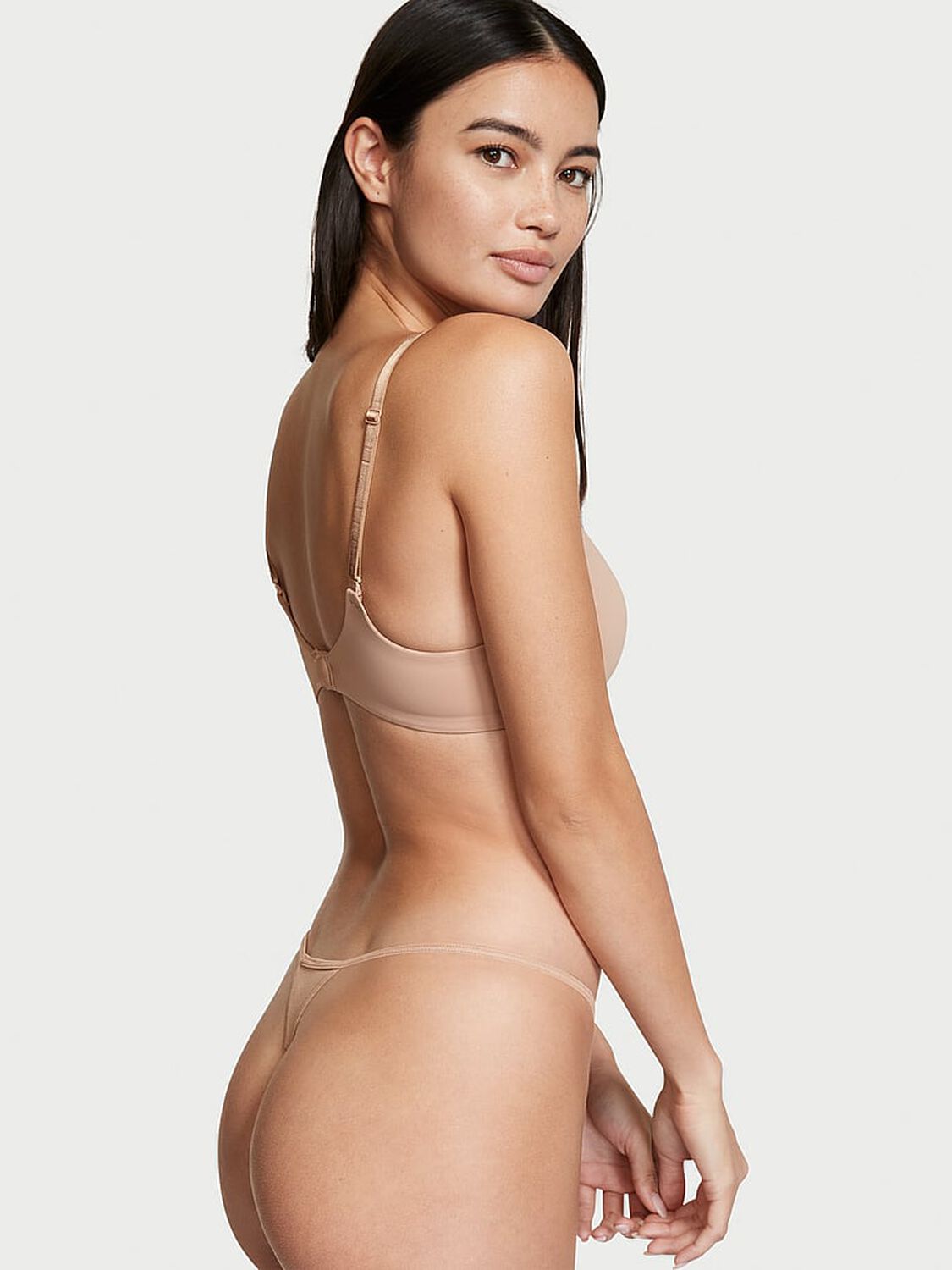 vs Victoria's Secret Stretch Cotton V-String Panty Sweet Praline 2 of 3 