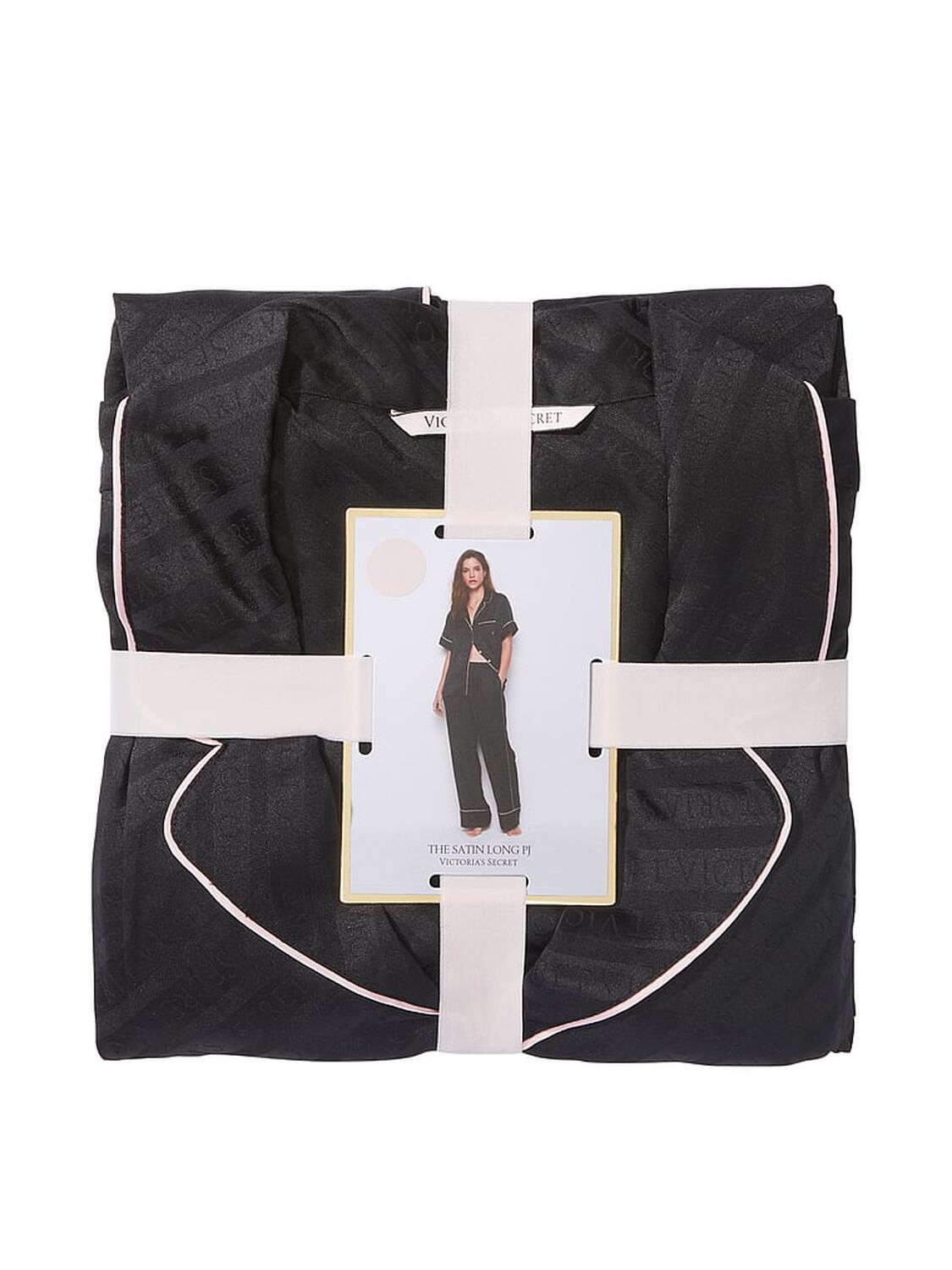 vs Victoria's Secret Satin Logo Pajama Set Black 4 of 4 