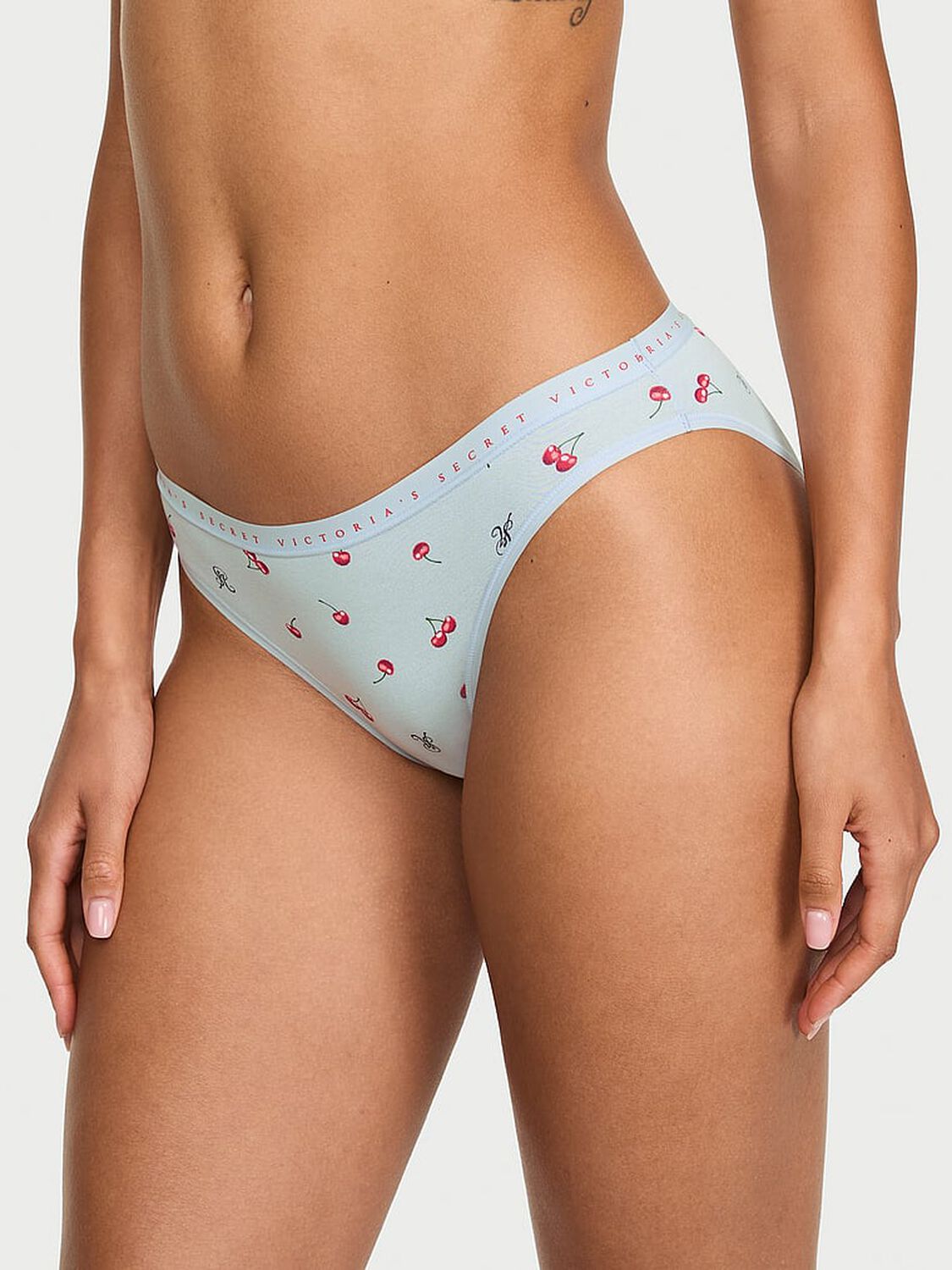 vs Victoria's Secret Stretch Cotton Bikini Panty Linen Cherries 1 of 3 