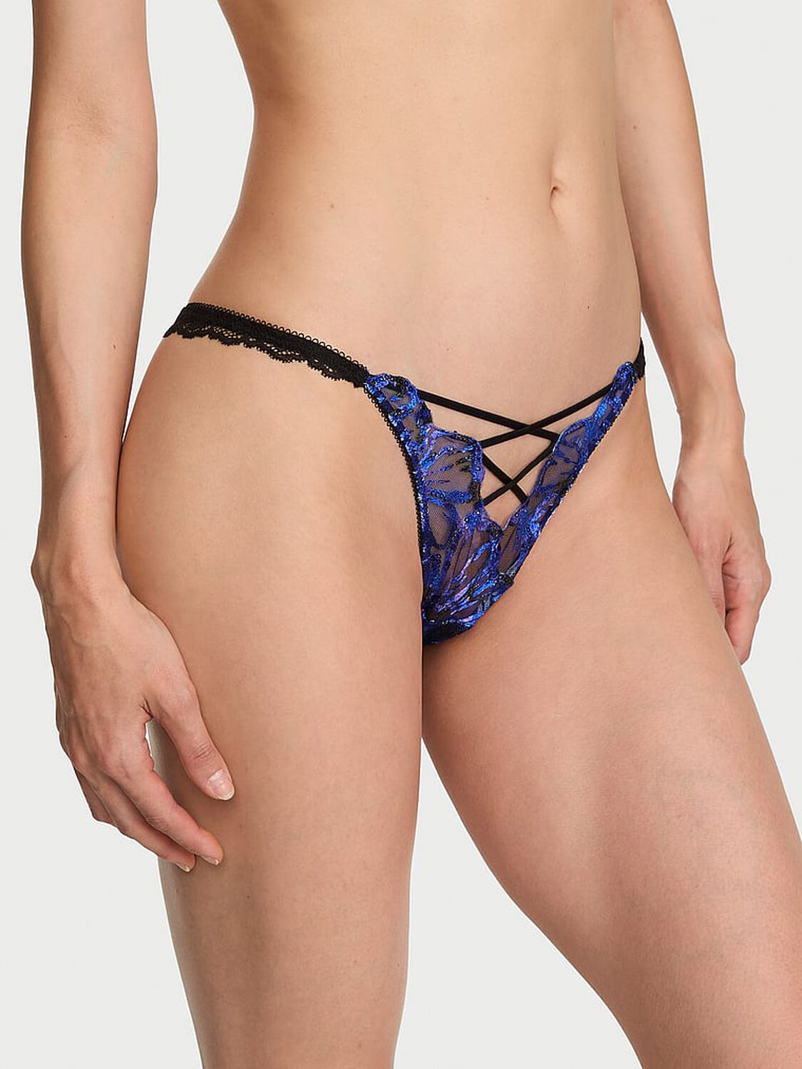 vs Very Sexy Party Floral Sequin Embroidery Brazilian Panty Blue Party Floral 1 of 3 