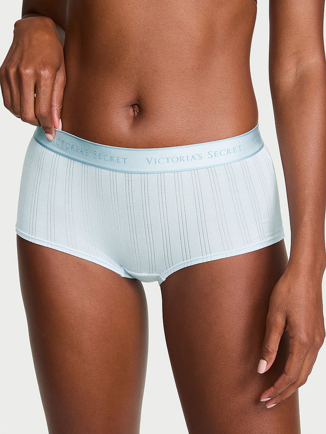 vs Cotton SoSoft&trade; Modal Ultra-Fine Logo Boyshort Panty Linen Blue 1 of 3 