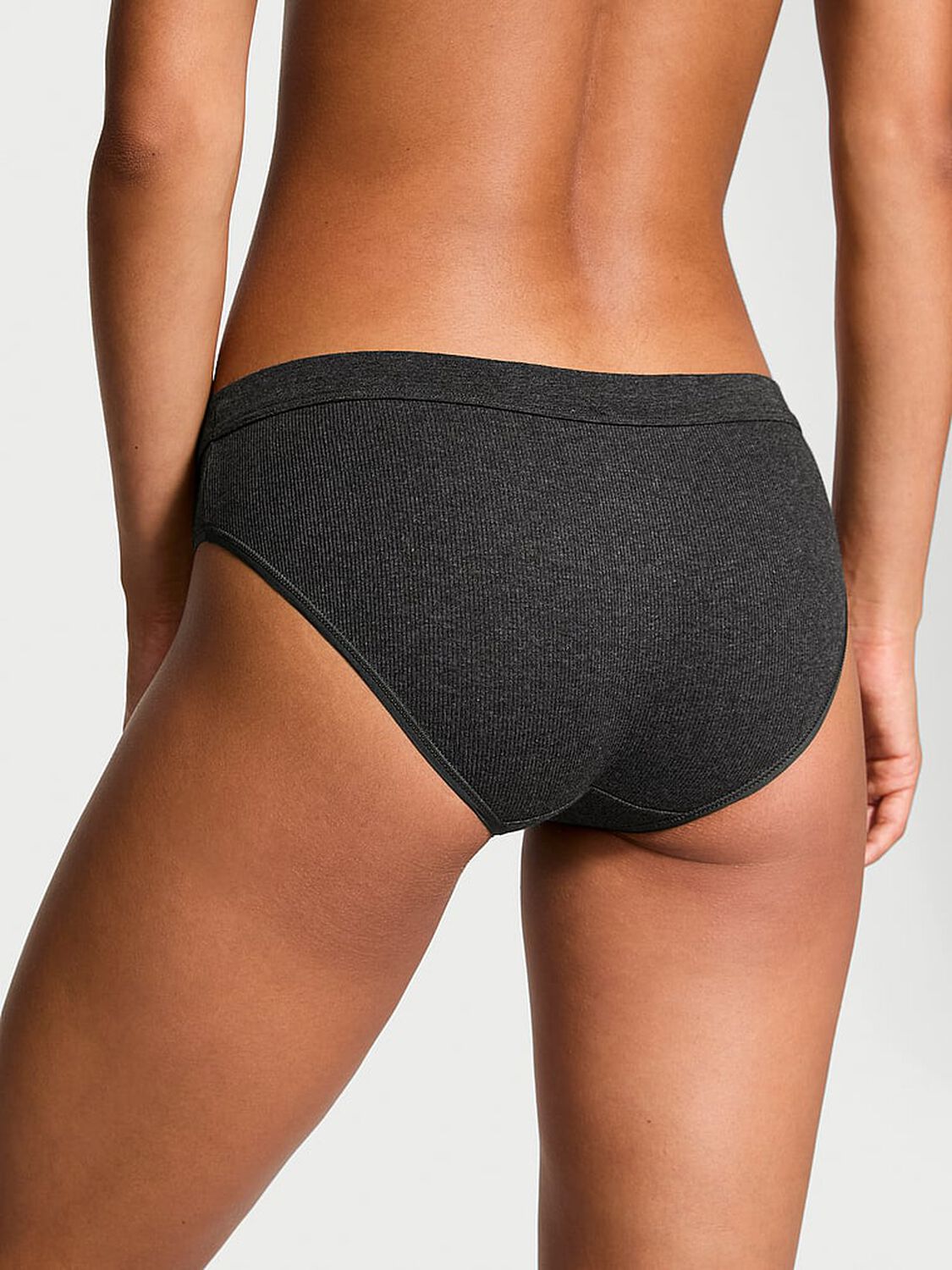 vs Cotton Logo Patch Cotton Hiphugger Panty Charcoal Grey 2 of 3 