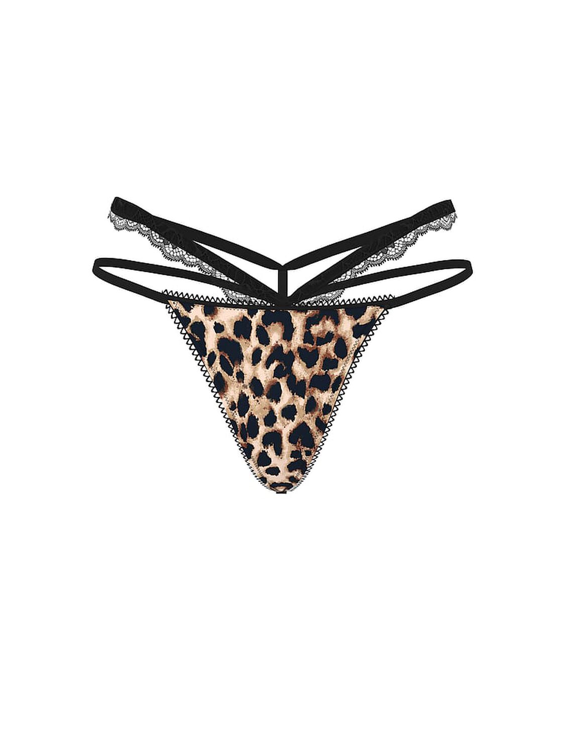vs Very Sexy Rose Lace-Trim Strappy Cut-Out V-String Panty Leopard 1 of 3 