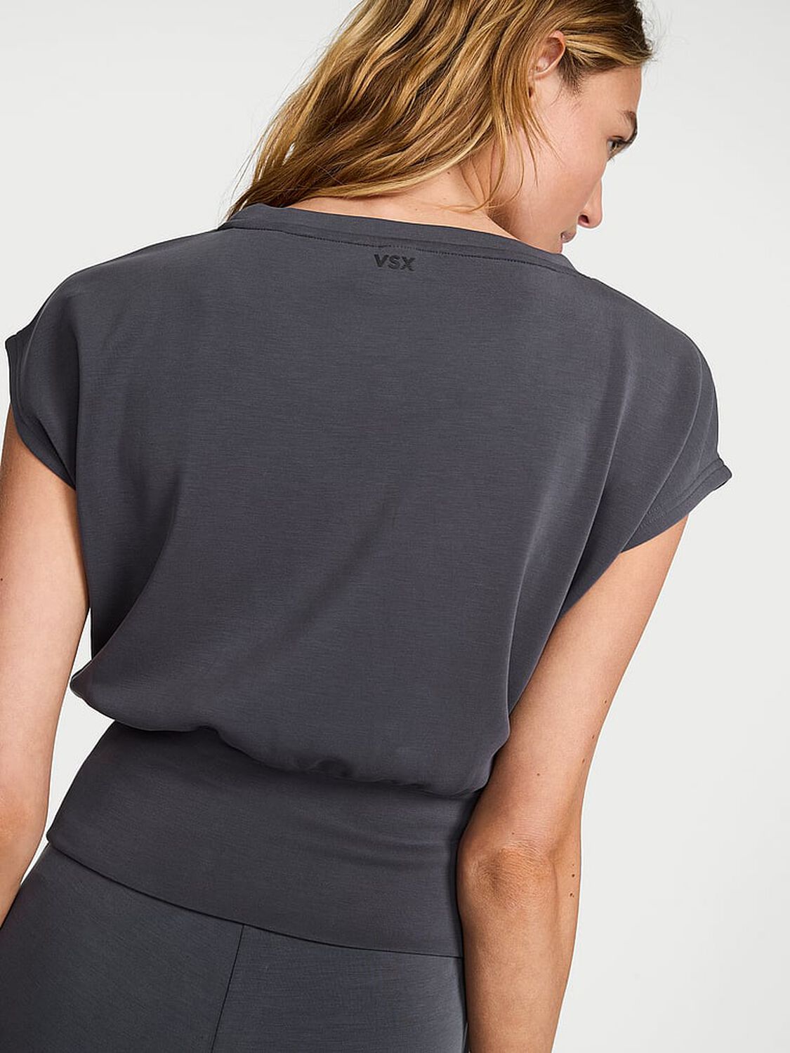 vs Vsx Featherweight Knit Short-Sleeve Top Pure Black 2 of 3 
