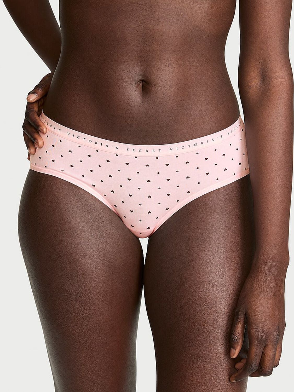 vs Victoria's Secret Stretch Cotton Hiphugger Panty Angel Pink Heart Dots 1 of 2 