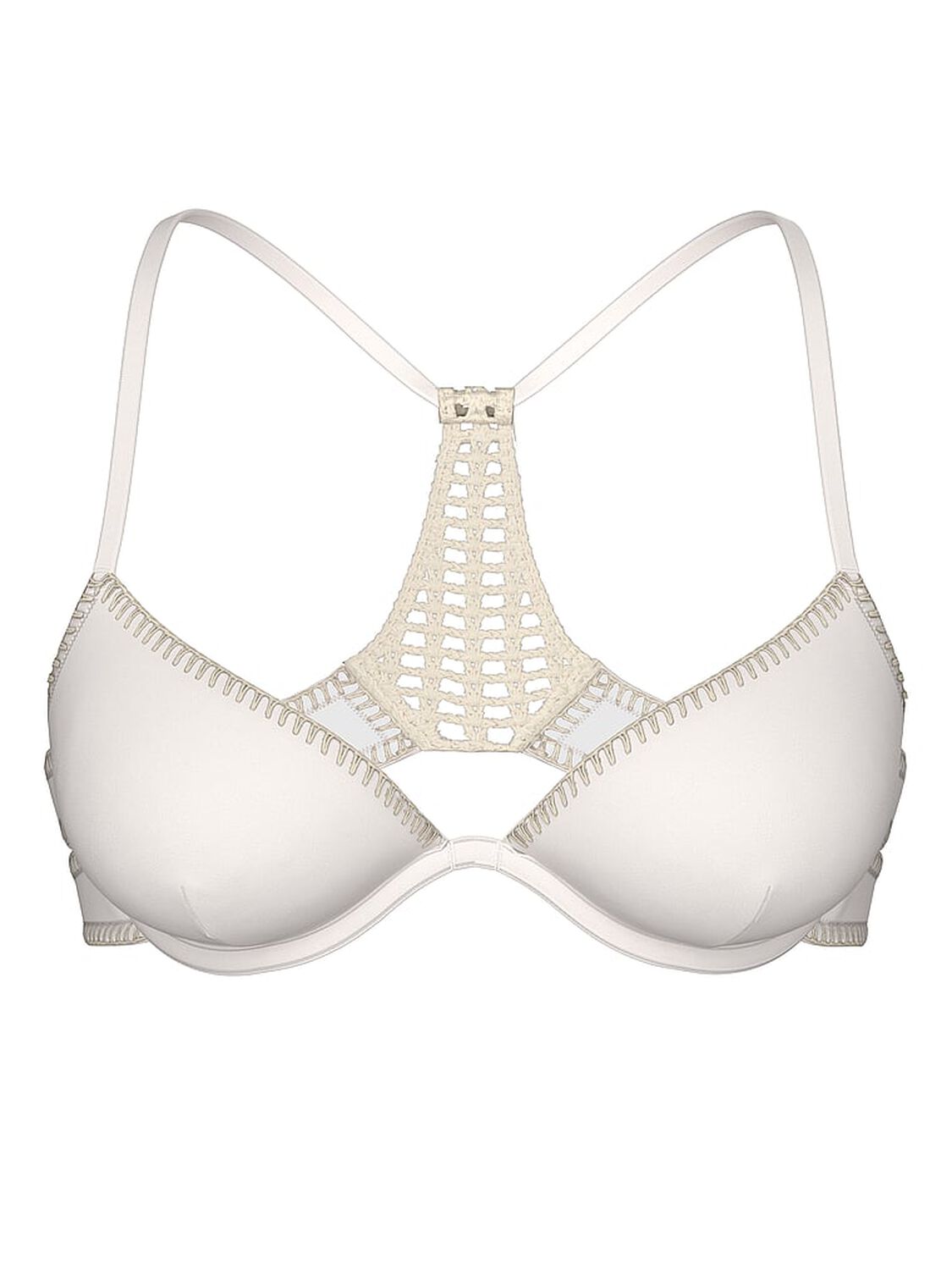 vs Victoria's Secret Swim Archives Crochet Scuba Push-Up Bikini Top Coconut White 3 of 4 