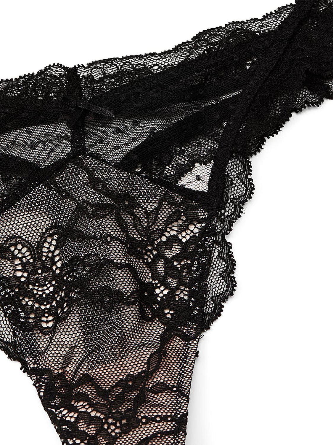 vs Dream Angels Lace & Mesh Thong Panty Black & Purest Pink 4 of 4 