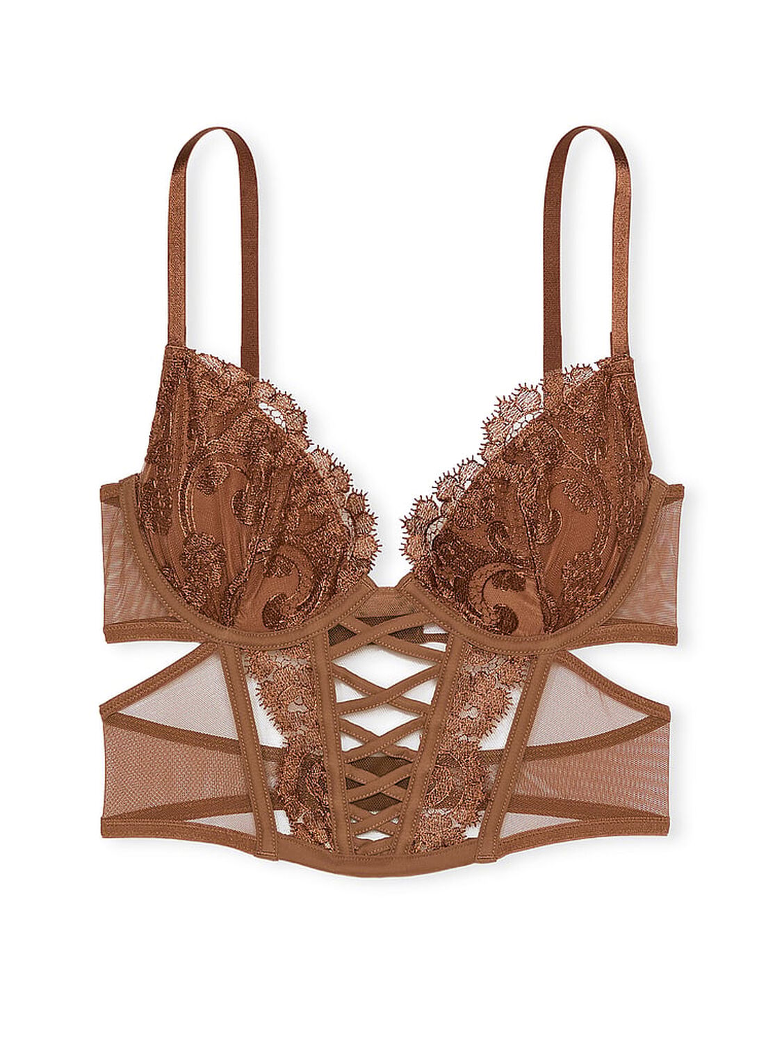 vs Dream Angels Boho Floral Embroidery Low-Cut Demi Corset Top 3 of 4 