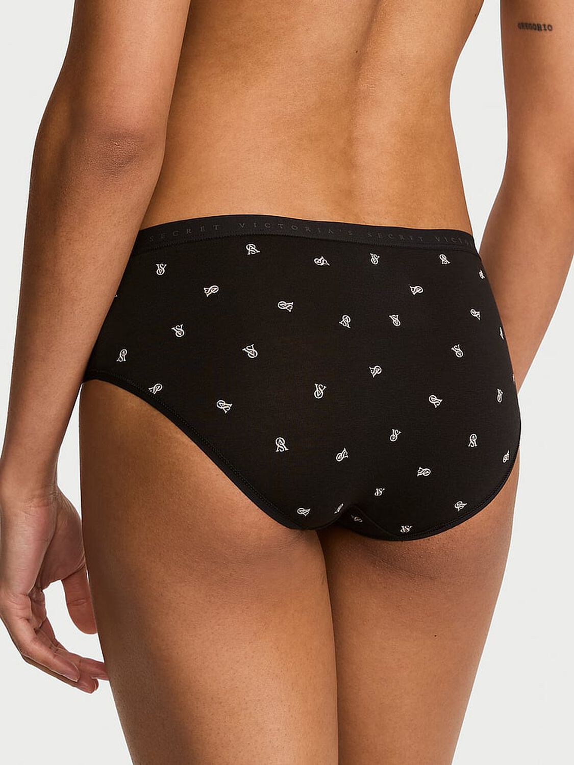 vs Victoria's Secret Stretch Cotton Hiphugger Panty Black Small Logo 2 of 3 