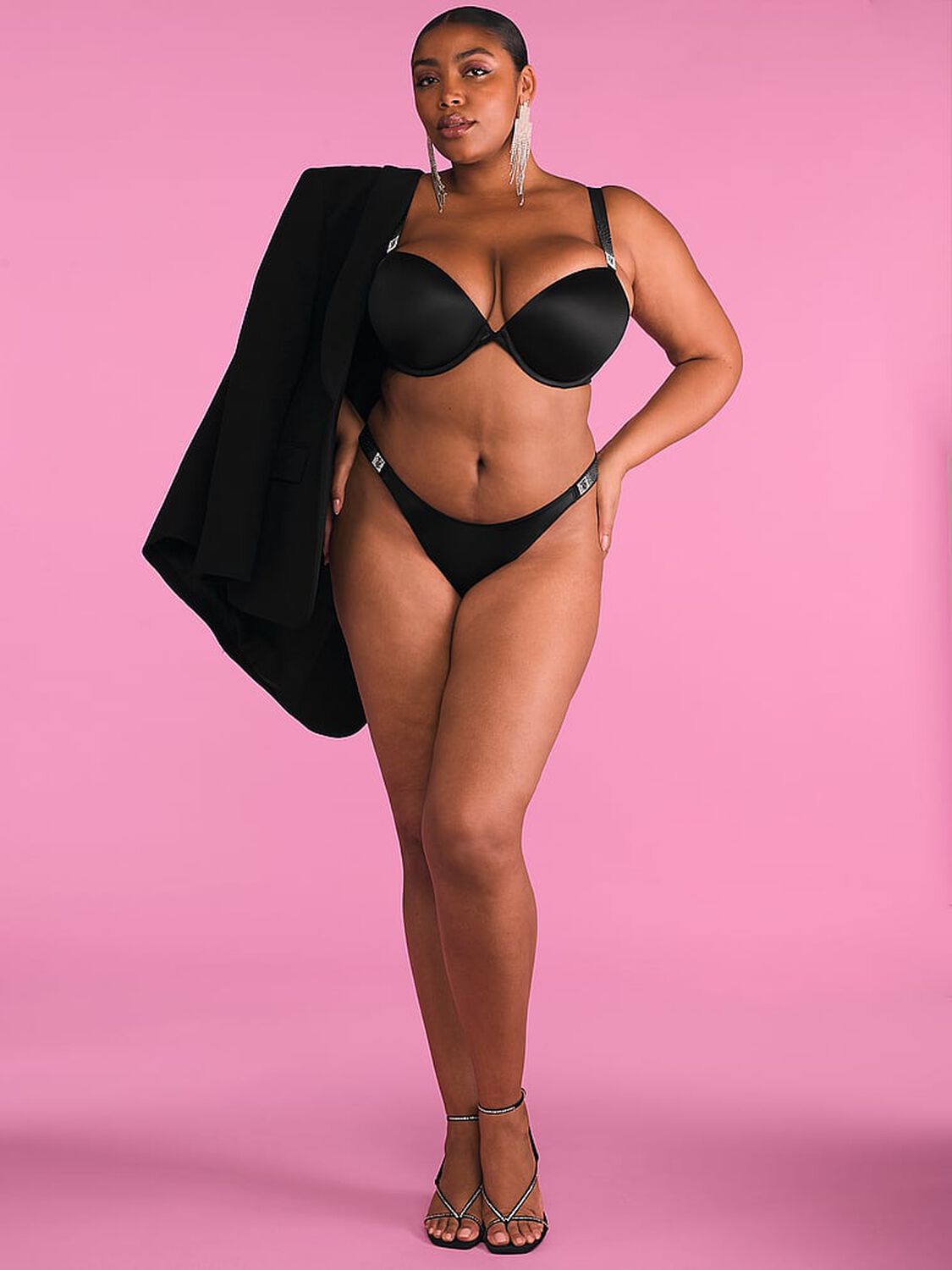 vs Very Sexy Scattered Shine Strap Push-Up Bra Jet Black 4 of 4 