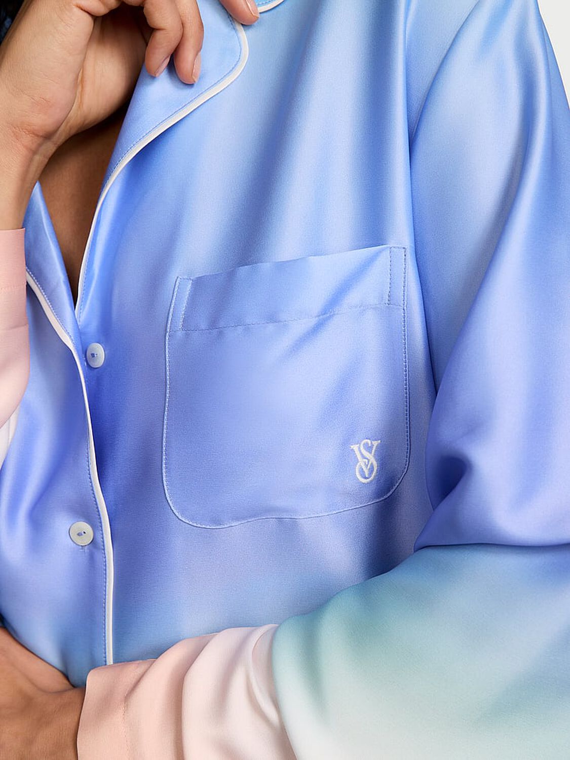 vs Victoria's Secret Glazed Satin Ombr� Long Pajama Set Print 3 of 4 