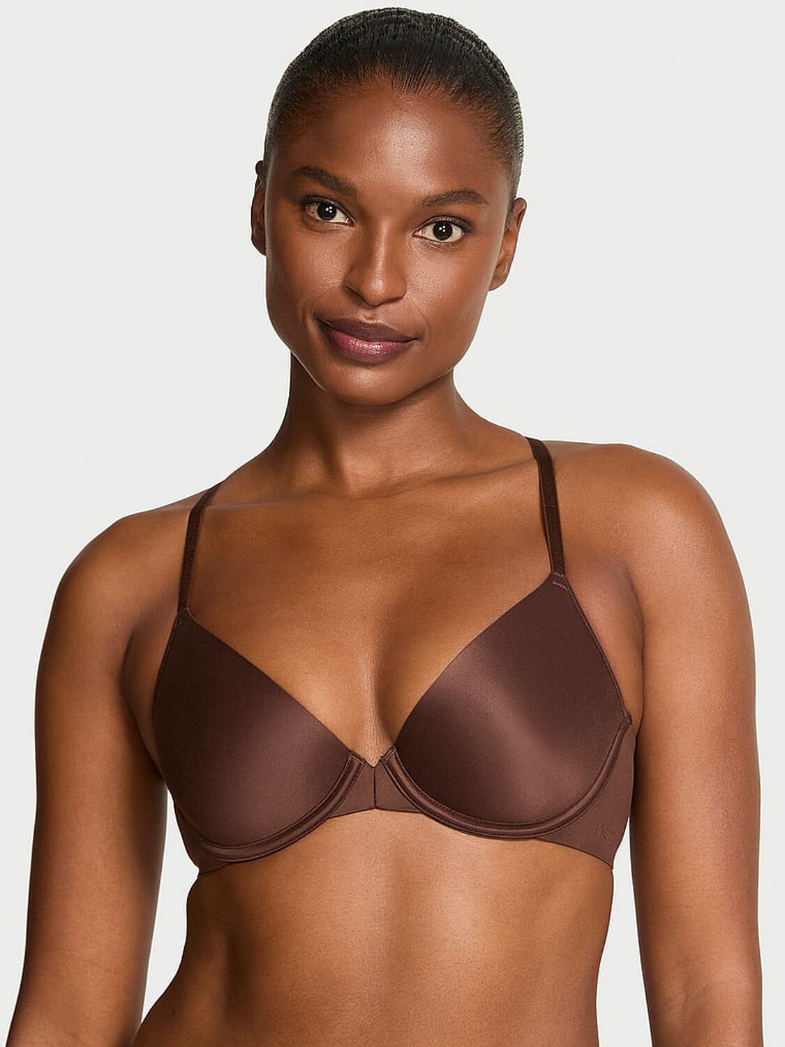 vs Body By Victoria Secret Front-Close Ultra Lightly Lined Racerback Demi Bra Ganache 1 of 3 
