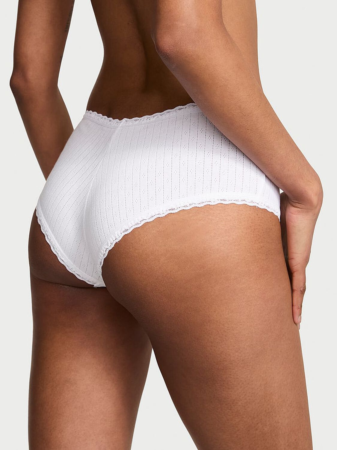 vs The Lacie Cotton Pointelle Lace-Trim Cheeky Panty Vs White 2 of 3 