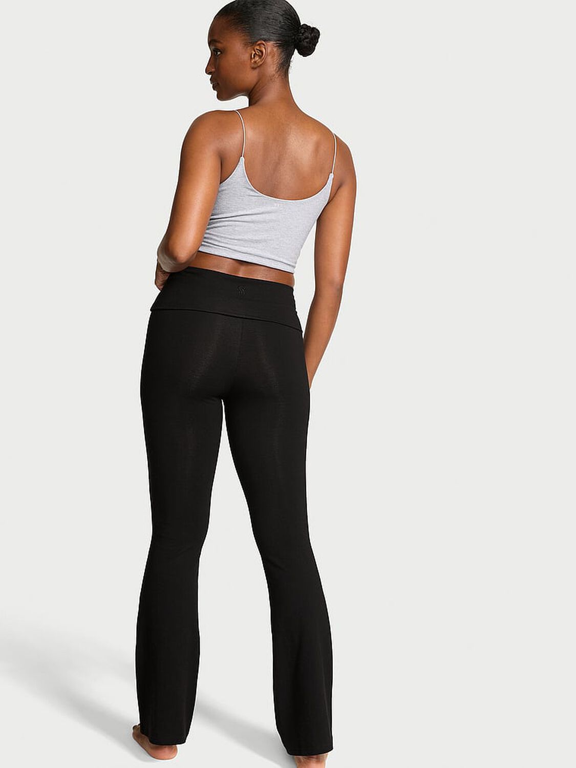 vs Angel Essentials Cotton Foldover Flare Legging Pure Black 2 of 2 