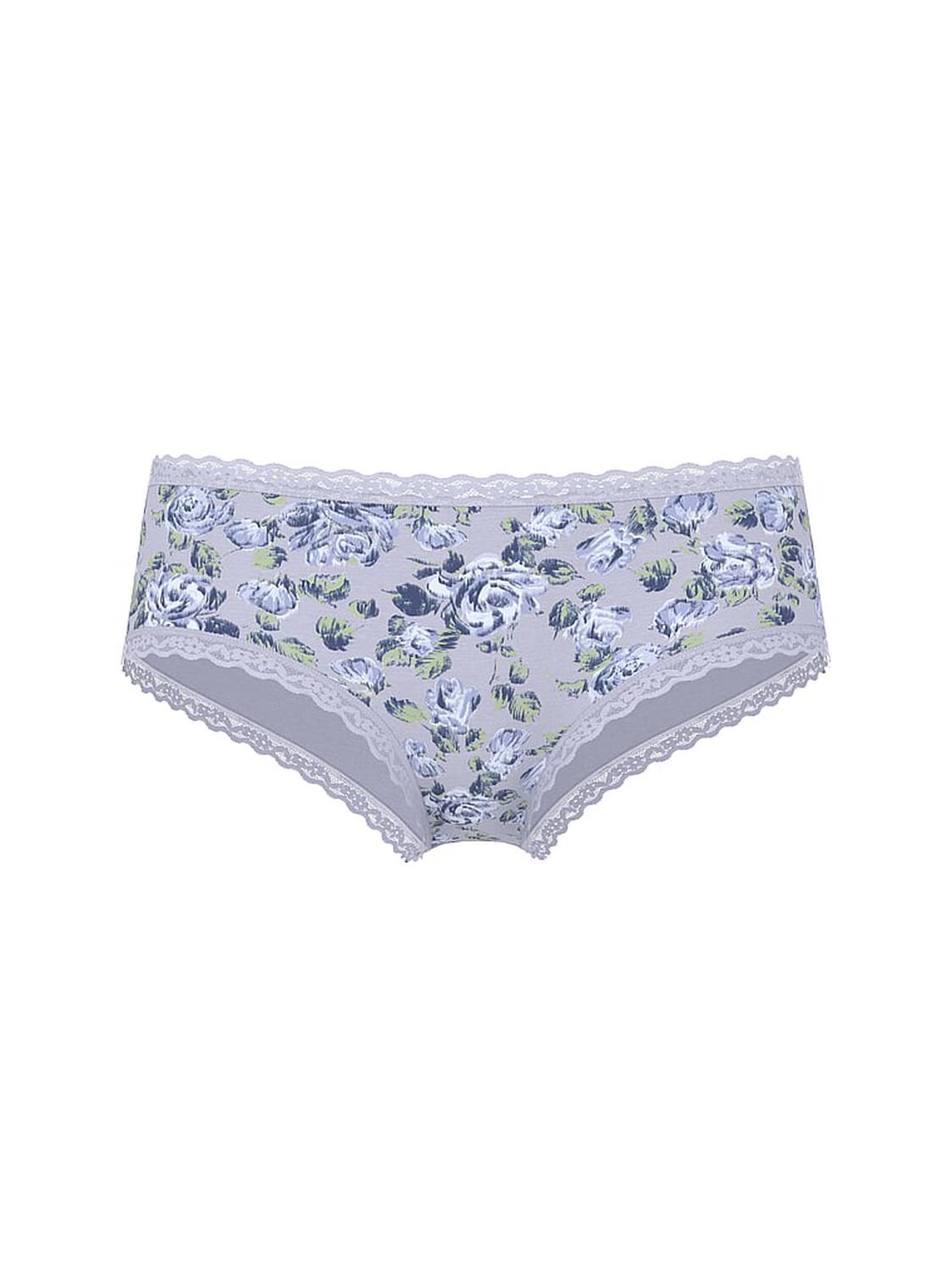 vs Lace Trim Cotton Lace-Waist Cheeky Panty Icy Lavender Roses 3 of 3 