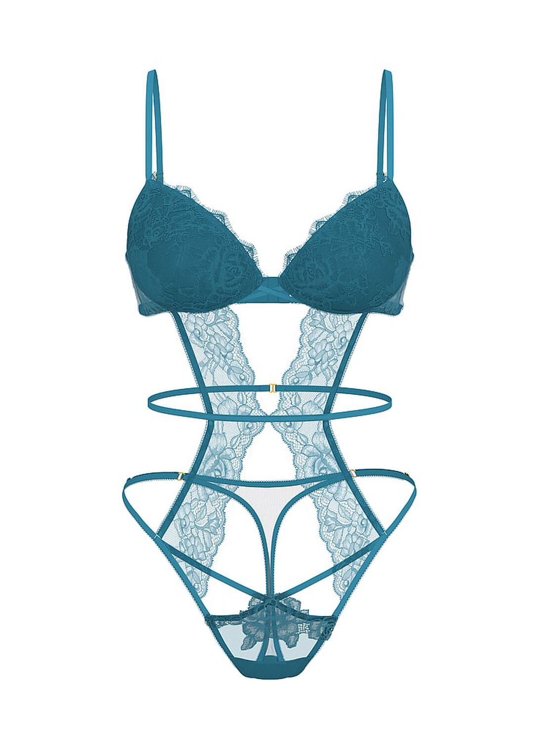 vs Very Sexy Rose Lace Lightly Lined Strappy Teddy Jade 1 of 3 