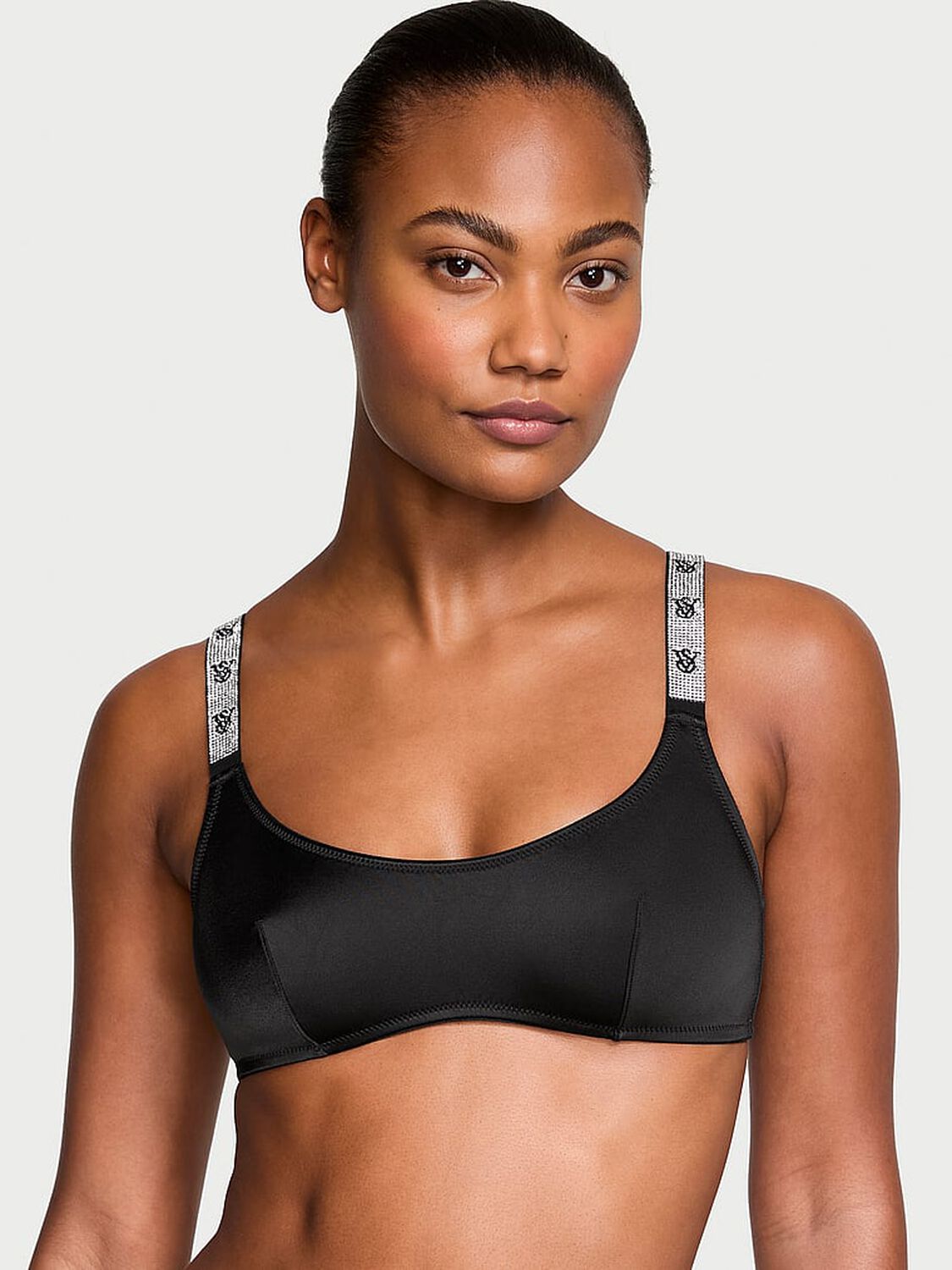vs Very Sexy Shine Strap Scoop Bralette Black 1 of 4 