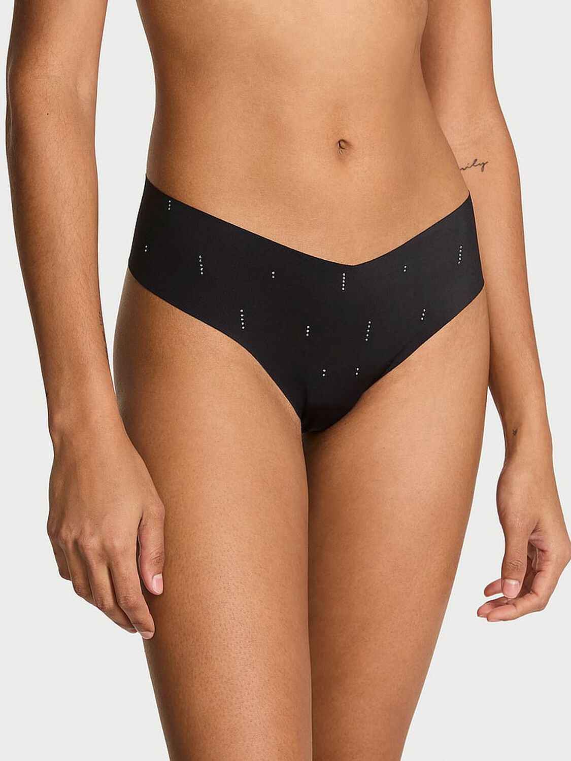 vs No-Show No-Show Sparkle Thong Panty Black 1 of 3 