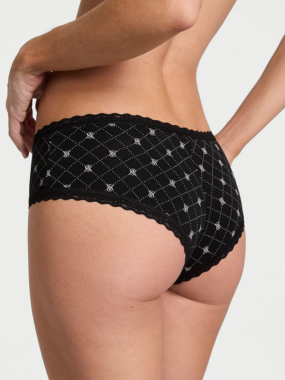 vs The Lacie Cotton Lace-Waist Cheeky Panty Black Logo Diamond 2 of 3 