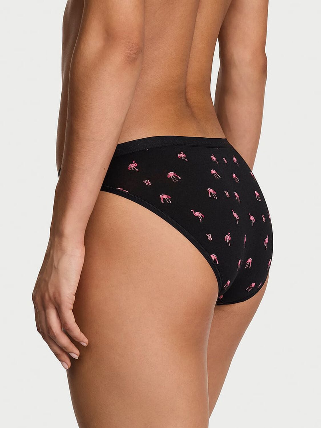 vs Victoria's Secret Stretch Cotton Bikini Panty Black Flamingos 2 of 3 