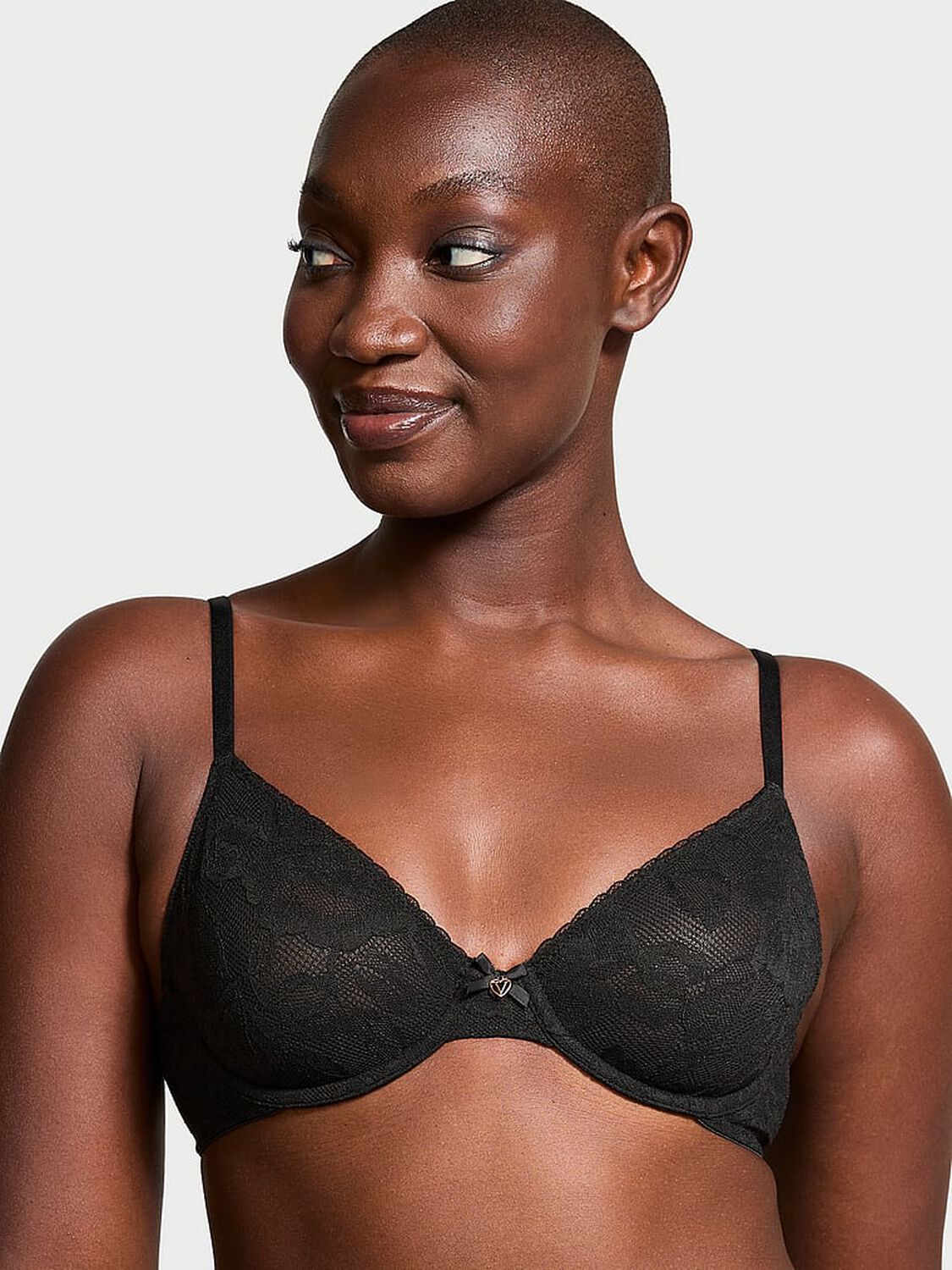 vs Body By Victoria Invisible Lift Unlined Lace Demi Bra Black 1 of 3 