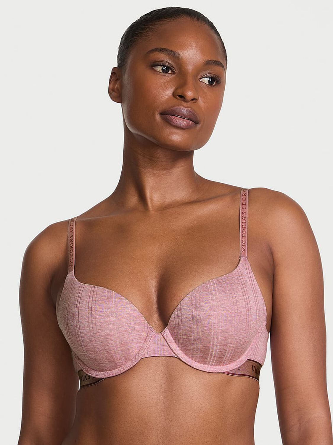 vs The T-Shirt Perfect Shape Ultra-Fine Modal Push-Up Bra Heather Soft Berry 1 of 3 