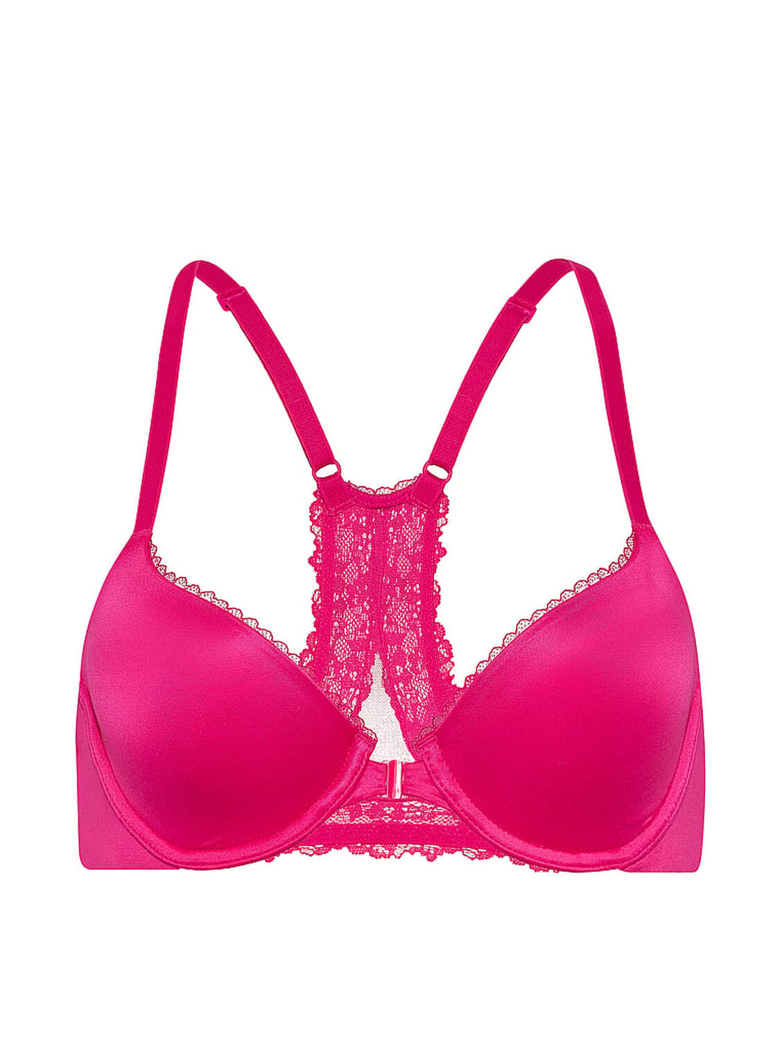 vs Body By Victoria Lightly Lined Lace Racerback Demi Bra Pop Pink 3 of 3 