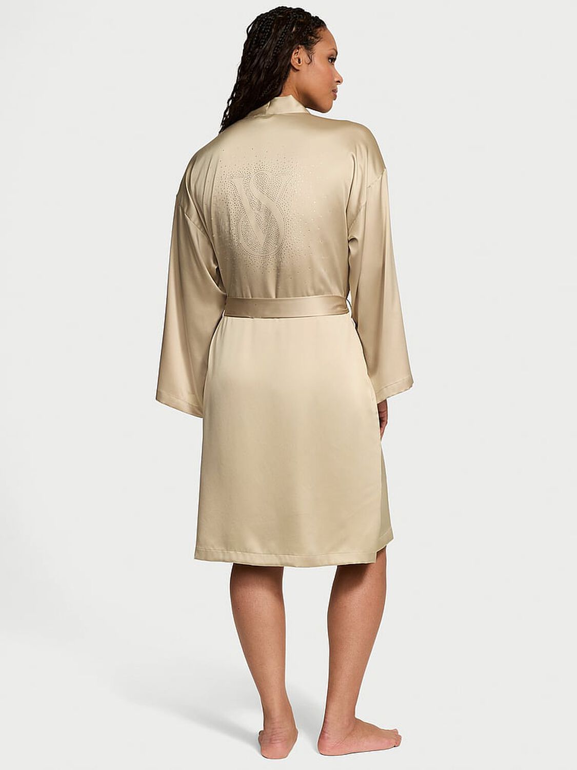 vs Victoria's Secret Satin Midi Robe Classic Standstone 2 of 5 