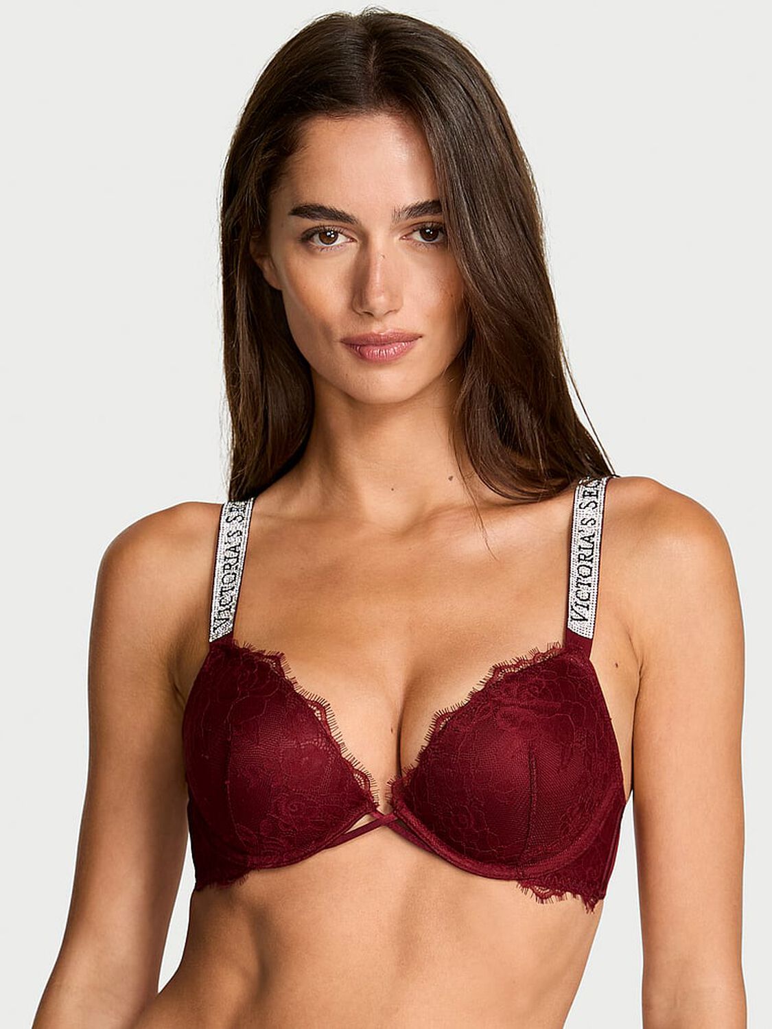 vs Very Sexy Shine Strap Lace Push-Up Bra Sangria Red 3 of 3 