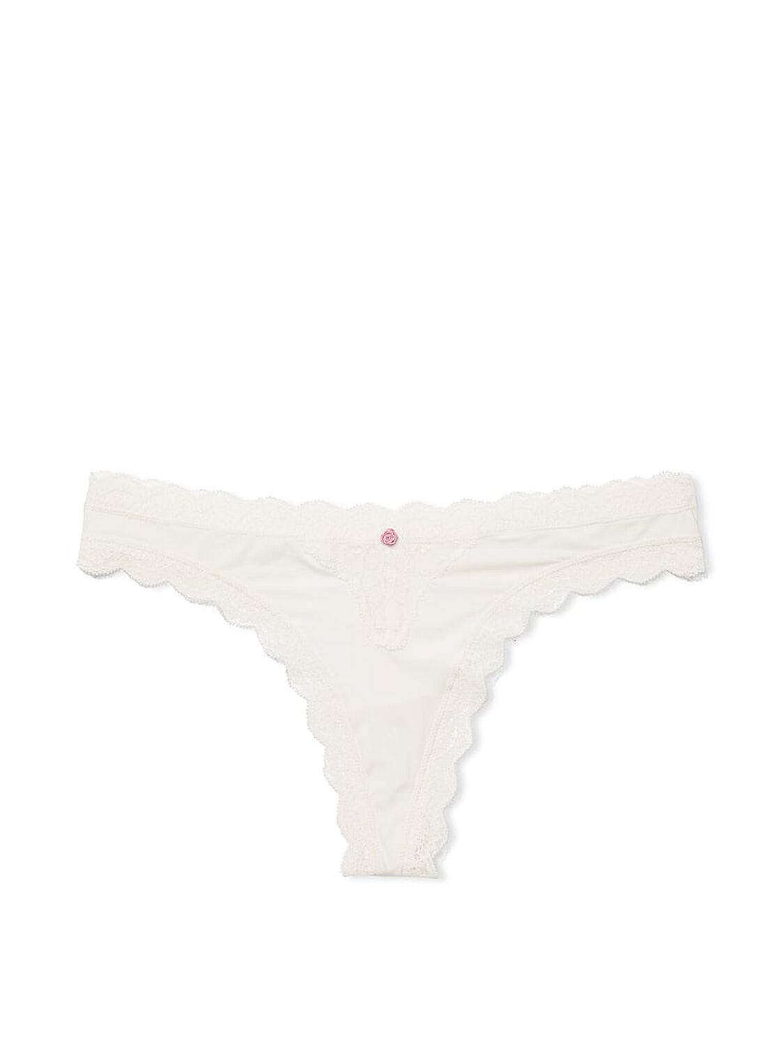 vs Dream Angels Lace-Trim Thong Panty Coconut White 3 of 3 