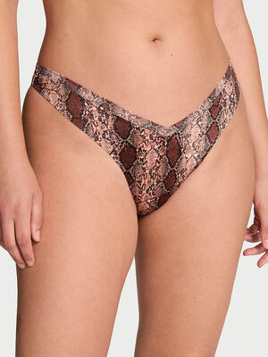 Sheer Reveal Mesh-Trim Strappy-Back Thong Panty