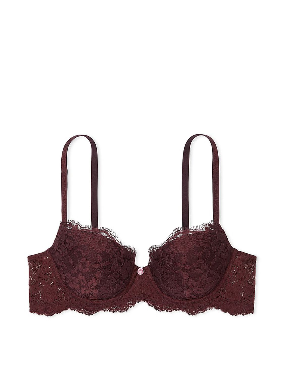 vs Dream Angels Lace Lightly Lined Classic Coverage Demi Bra Burgundy Brown 3 of 4 