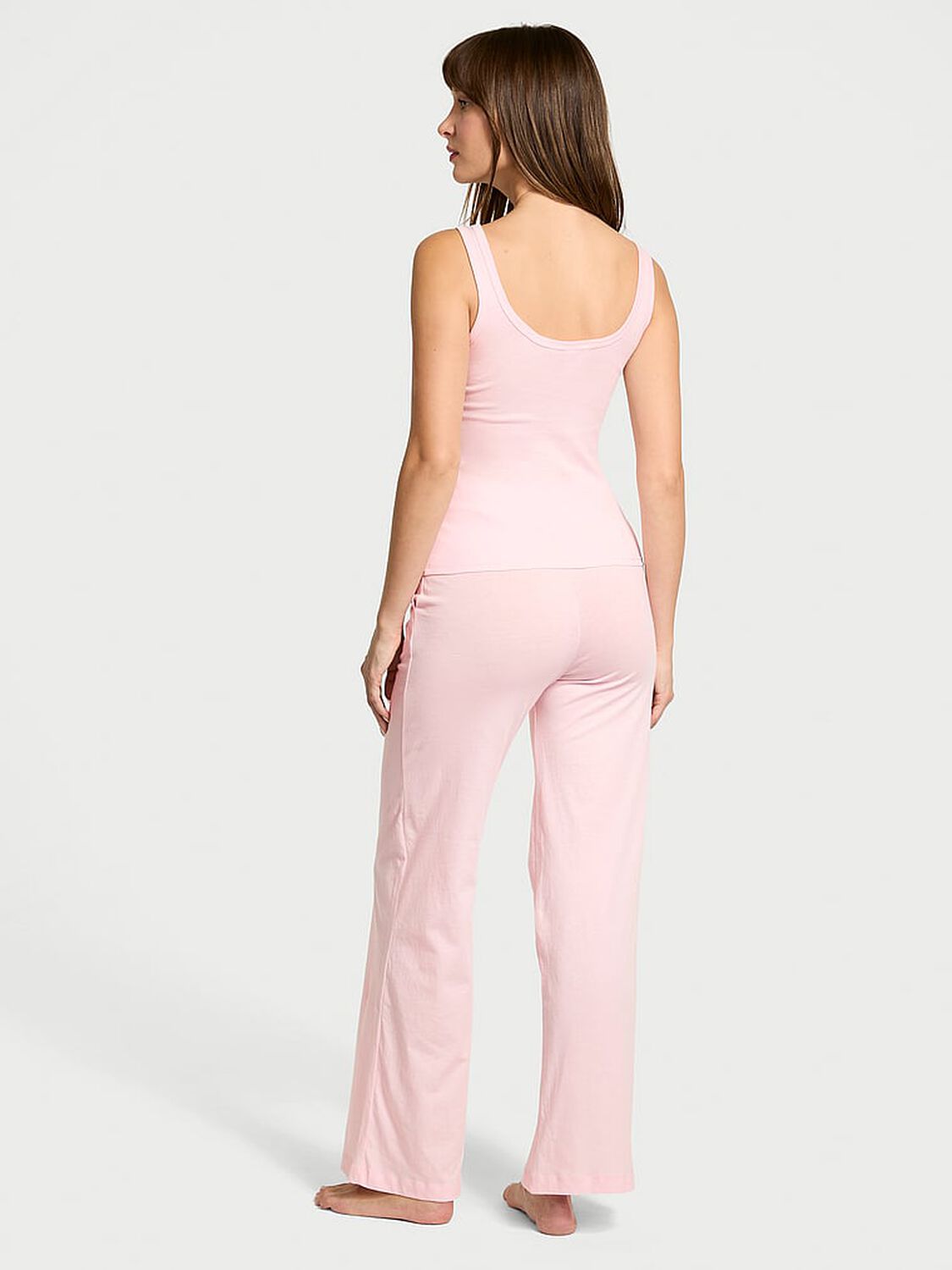 vs Victoria's Secret 100% Cotton Tank Long Pajama Set Angel Pink 2 of 4 