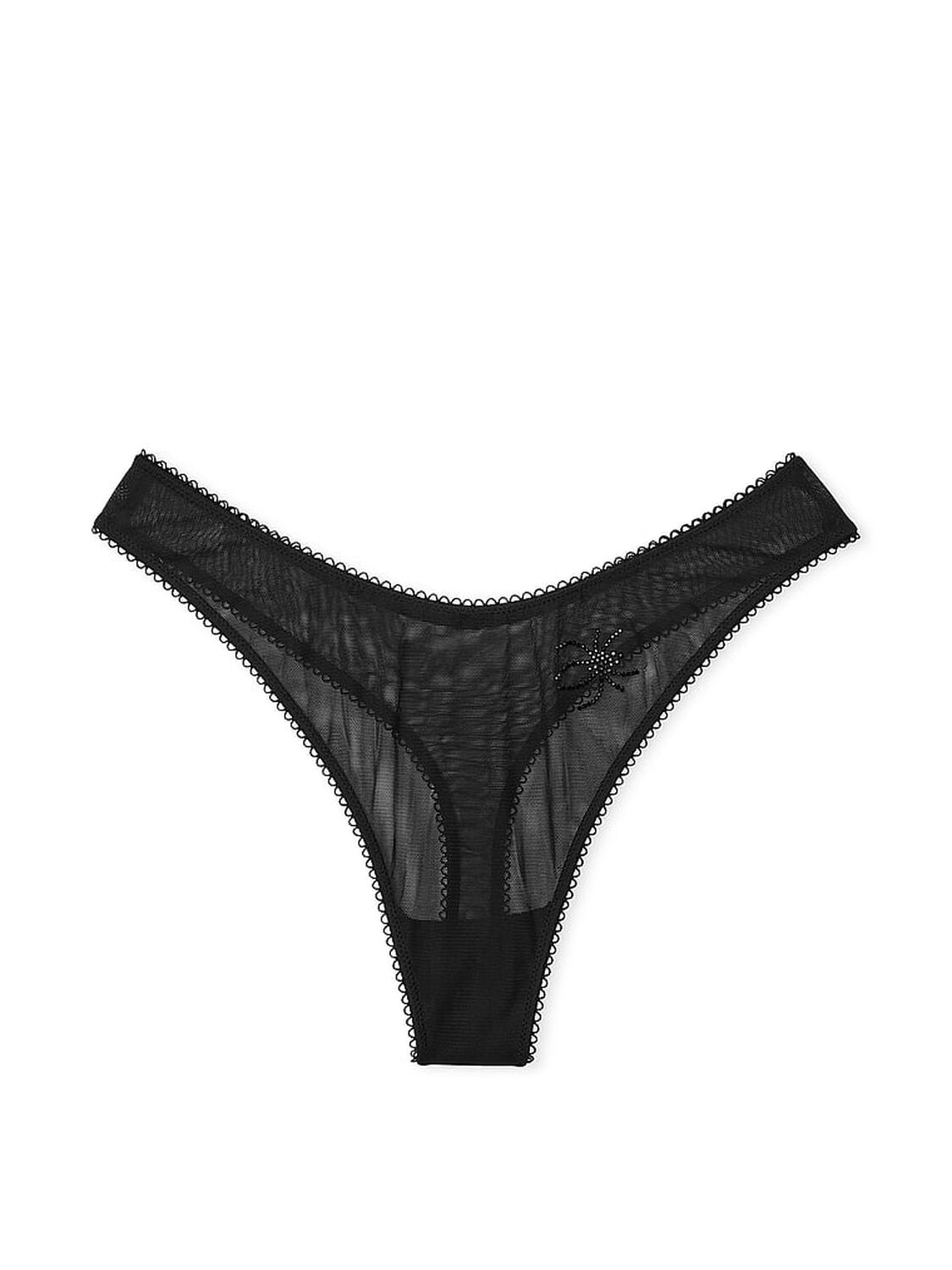 vs Very Sexy Spider Shine Mesh High-Leg Thong Panty Black 3 of 3 