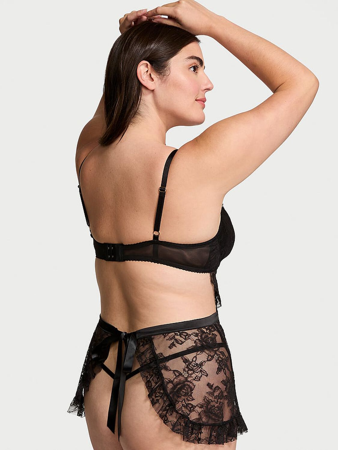 vs Very Sexy Wicked Unlined Rose Lace Apron Set Black 2 of 3 