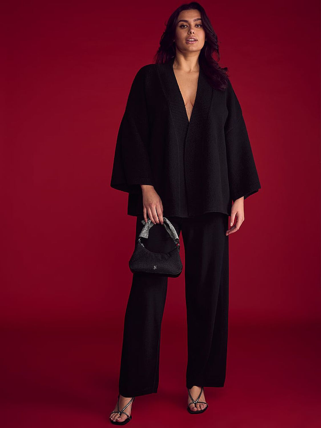 vs Victoria's Secret Mini Curve Bling Bow Bag Black Sparkle 4 of 4