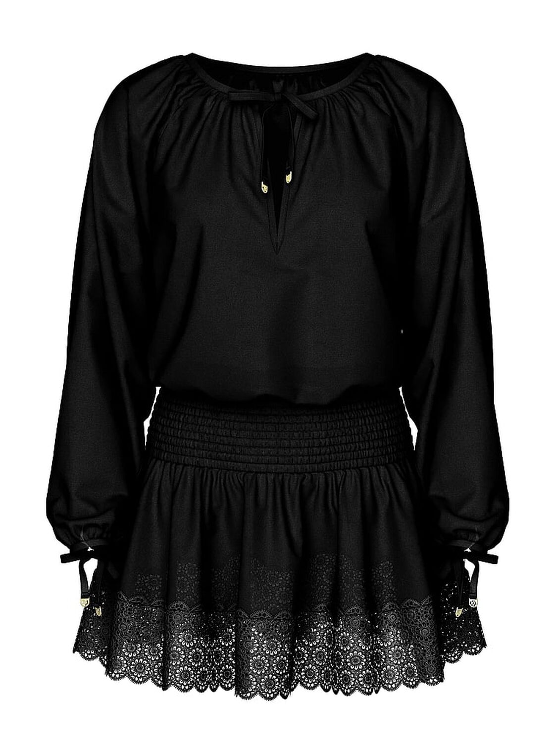 vs Victoria's Secret Swim Beachwear Linen Lace-Trim Dress Black 3 of 3 