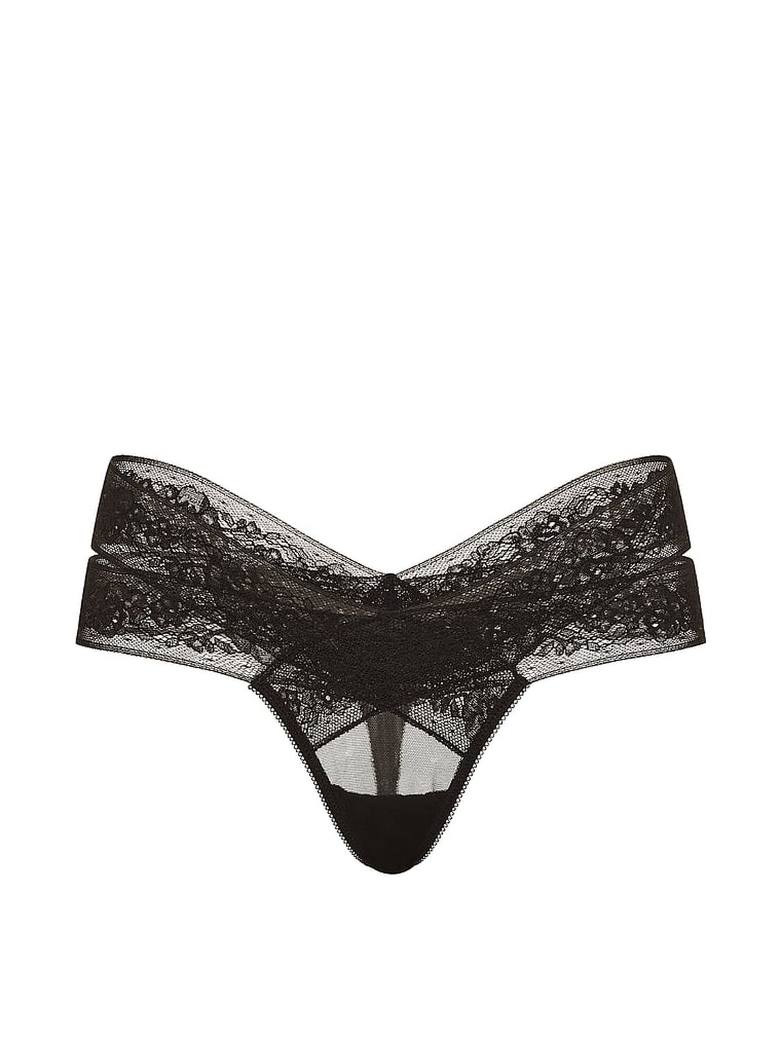 vs Very Sexy Rose Lace Strappy Cut-Out Thong Panty Black 3 of 3 
