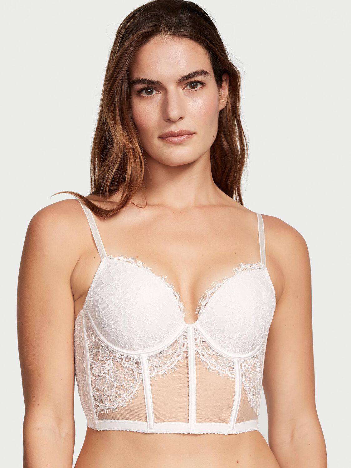 vs Very Sexy Lace Push-Up Corset Top Coconut White 1 of 3 