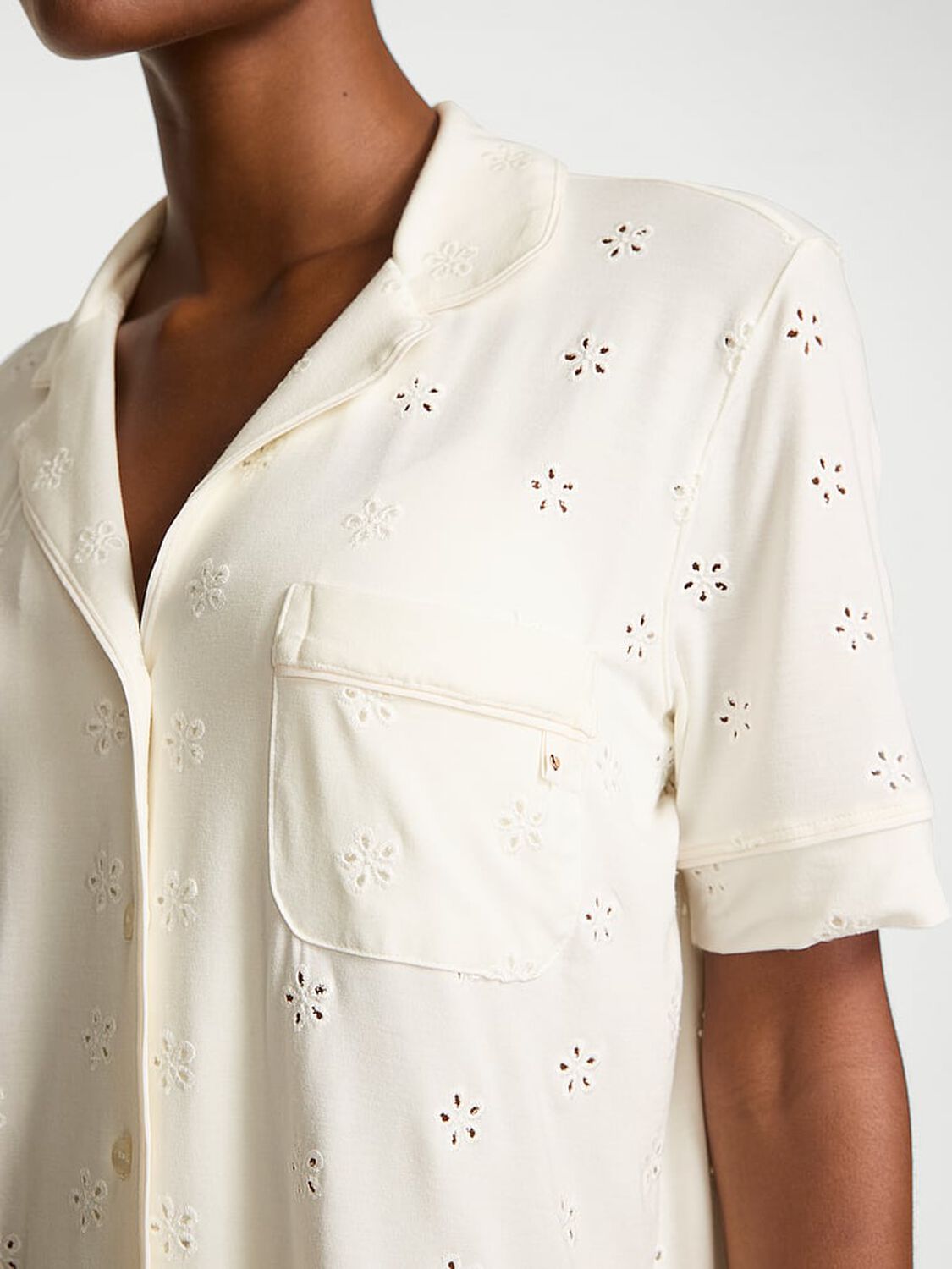 vs Victoria's Secret Modal Soft Eyelet Short Pajama Set Coconut White 4 of 4 
