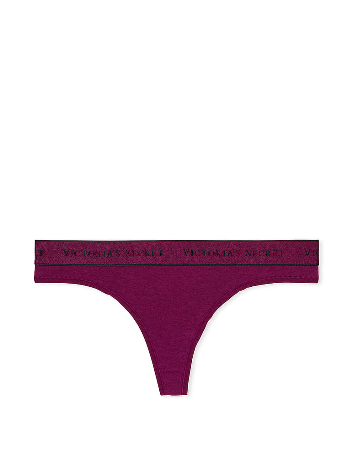 vs Cotton Logo Cotton Thong Panty Plum Rouge 3 of 3 