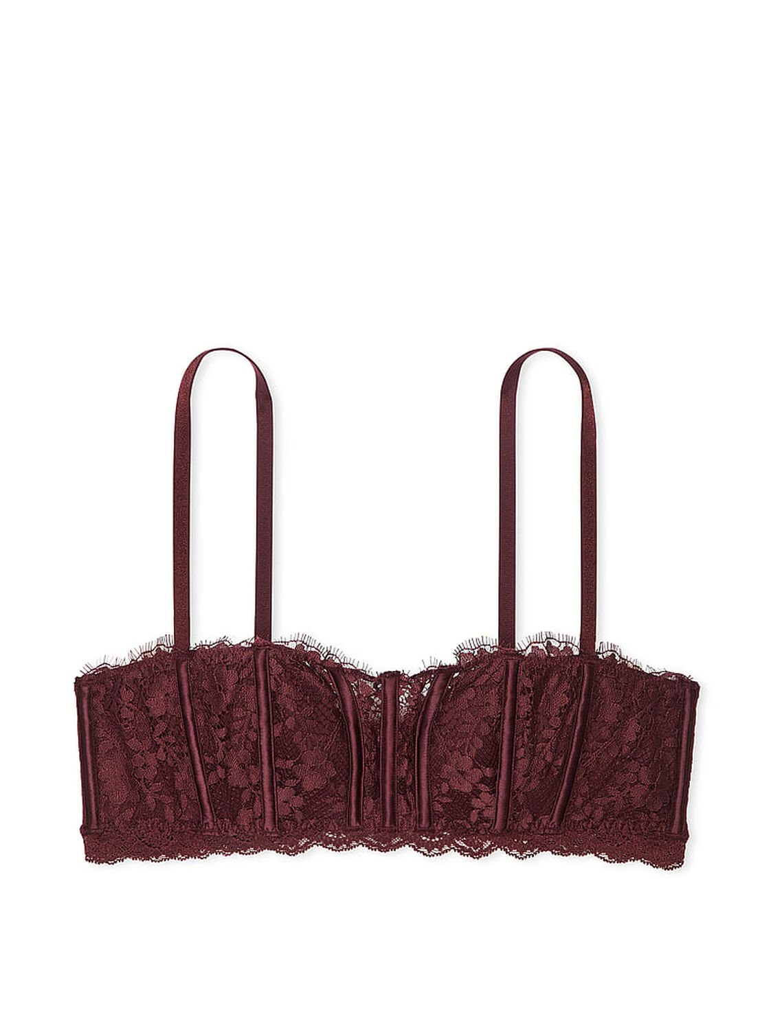 vs Dream Angels Lace Lightly Lined Bandeau Burgundy Brown 3 of 4 