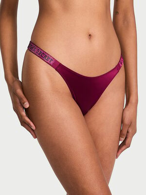 Logo Shine Strap Thong Panty
