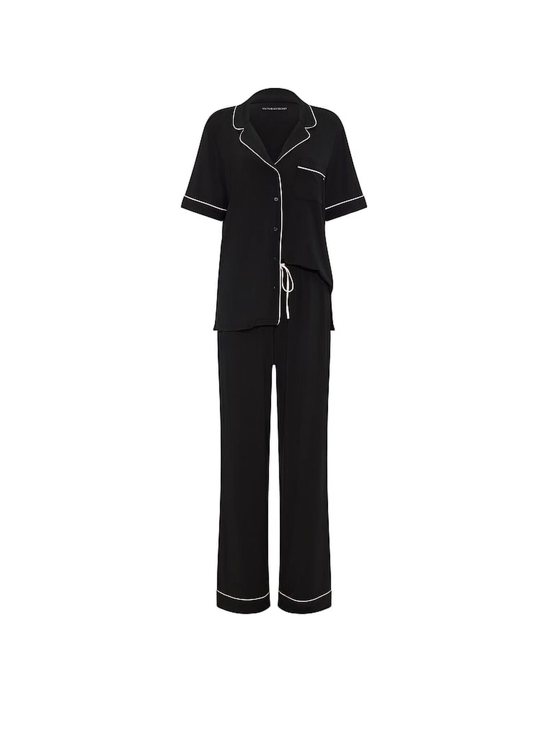 vs Victoria's Secret SoSoft&trade; Modal Short-Sleeve Long Pajama Set Black & Angel Pink 3 of 3 