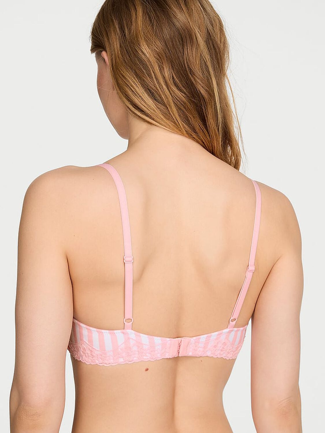 vs The T-Shirt Cotton Lace-Trim Lightly Lined Wireless Bra Pretty Blossom Stripes 2 of 4 